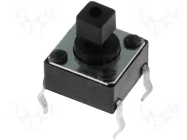 SKHHANA010, Switch Tactile N.O. SPST Round Button PC Pins 0.05A 12VDC 0.98N Thru